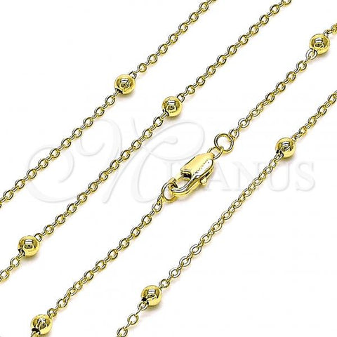 Oro Laminado Basic Necklace, Gold Filled Style Rolo Design, Polished, Golden Finish, 04.213.0277.18