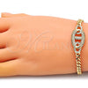 Oro Laminado Fancy Bracelet, Gold Filled Style with White Micro Pave, Polished, Golden Finish, 03.283.0090.07