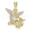 Oro Laminado Religious Pendant, Gold Filled Style Angel Design, Polished, Tricolor, 05.351.0130