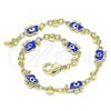 Oro Laminado Fancy Bracelet, Gold Filled Style Elephant Design, Blue Enamel Finish, Golden Finish, 03.213.0141.1.08