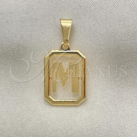 Oro Laminado Fancy Pendant, Gold Filled Style Initials Design, Polished, Golden Finish, 05.02.0069.13