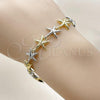 Oro Laminado Tennis Bracelet, Gold Filled Style Star Design, Diamond Cutting Finish, Two Tone, 03.341.0243.07