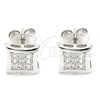 Sterling Silver Stud Earring, with White Cubic Zirconia, Polished, Rhodium Finish, 02.369.0022