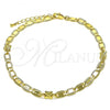 Oro Laminado Fancy Anklet, Gold Filled Style Mariner and Butterfly Design, Polished, Golden Finish, 03.63.2275.10