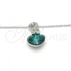 Rhodium Plated Pendant Necklace, Heart Design, with Blue Zircon and Aurore Boreale Swarovski Crystals, Polished, Rhodium Finish, 04.239.0044.8.18