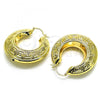 Oro Laminado Large Hoop, Gold Filled Style Greek Key and Hollow Design, Polished, Golden Finish, 02.163.0179.50