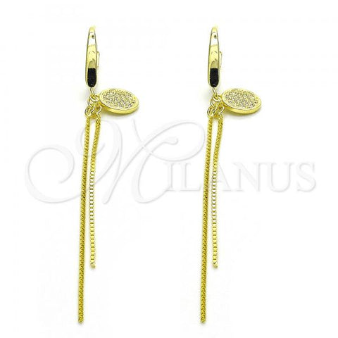 Sterling Silver Stud Earring, with White Micro Pave, Polished, Golden Finish, 02.186.0161