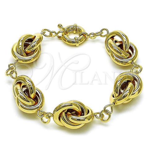 Oro Laminado Fancy Bracelet, Gold Filled Style Love Knot and Hollow Design, Polished, Golden Finish, 03.415.0025.08