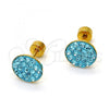 Stainless Steel Stud Earring, with Aqua Blue Crystal, Polished, Golden Finish, 02.271.0007.8