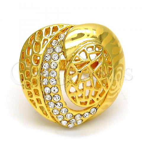 Oro Laminado Multi Stone Ring, Gold Filled Style with White Crystal, Polished, Golden Finish, 01.241.0042.10 (Size 10)