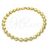 Oro Laminado Fancy Anklet, Gold Filled Style Heart Design, Polished, Golden Finish, 03.210.0060.10
