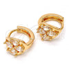 Oro Laminado Huggie Hoop, Gold Filled Style Teardrop Design, with White Cubic Zirconia, Polished, Golden Finish, 02.196.0066.15