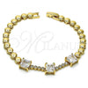 Oro Laminado Fancy Bracelet, Gold Filled Style with White Cubic Zirconia, Polished, Golden Finish, 03.283.0129.07