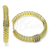 Oro Laminado Huggie Hoop, Gold Filled Style with White Cubic Zirconia, Polished, Golden Finish, 02.204.0004.35