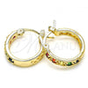 Oro Laminado Small Hoop, Gold Filled Style with Multicolor Cubic Zirconia, Polished, Golden Finish, 02.210.0279.4.20