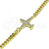 Oro Laminado Fancy Bracelet, Gold Filled Style with White Micro Pave, Polished, Golden Finish, 03.156.0036.08