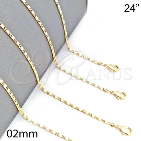 Gold Tone Basic Necklace, Polished, Golden Finish, 04.213.0004.24.GT