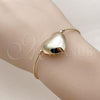 Oro Laminado Fancy Bracelet, Gold Filled Style Heart and Rat Tail Design, Polished, Golden Finish, 03.63.2293.08