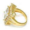 Oro Laminado Multi Stone Ring, Gold Filled Style with White Cubic Zirconia, Polished, Golden Finish, 01.205.0012.4.07 (Size 7)