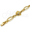 Oro Laminado Fancy Bracelet, Gold Filled Style Flower and Star Design, with White Crystal, Multicolor Enamel Finish, Golden Finish, 03.59.0069.08