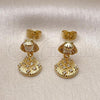 Oro Laminado Dangle Earring, Gold Filled Style Shell Design, with White Platina Opal, Diamond Cutting Finish, Golden Finish, 02.282.0047
