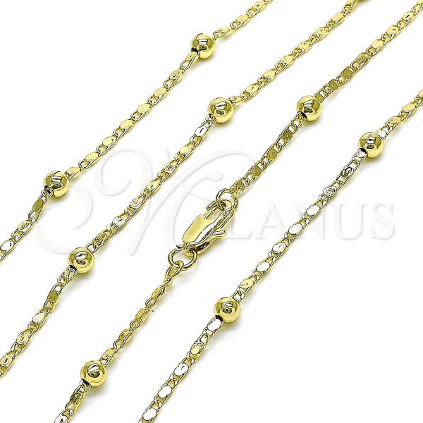 Oro Laminado Basic Necklace, Gold Filled Style Ball Design, Polished, Golden Finish, 04.213.0317.18