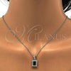 Sterling Silver Earring and Pendant Adult Set, with Green and White Cubic Zirconia, Polished, Rhodium Finish, 10.175.0053.2