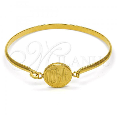 Stainless Steel Individual Bangle, Love Design, Polished, Golden Finish, 07.110.0015.04 (04 MM Thickness, Size 4 - 2.25 Diameter)