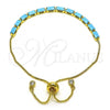 Oro Laminado Adjustable Bolo Bracelet, Gold Filled Style with Turquoise Cubic Zirconia, Polished, Golden Finish, 03.341.0186.1.10
