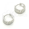 Sterling Silver Huggie Hoop, Infinite Design, with White Micro Pave, Polished, Rhodium Finish, 02.332.0002.12