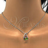 Rhodium Plated Pendant Necklace, Frog Design, with Vitrail Medium and Aurore Boreale Swarovski Crystals, Polished, Rhodium Finish, 04.239.0039.6.16