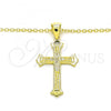 Sterling Silver Pendant Necklace, Cross Design, with White Micro Pave, Polished, Golden Finish, 04.336.0117.2.16