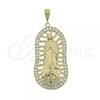 Oro Laminado Religious Pendant, Gold Filled Style Hand of God Design, with  Cubic Zirconia, Golden Finish, 5.184.008