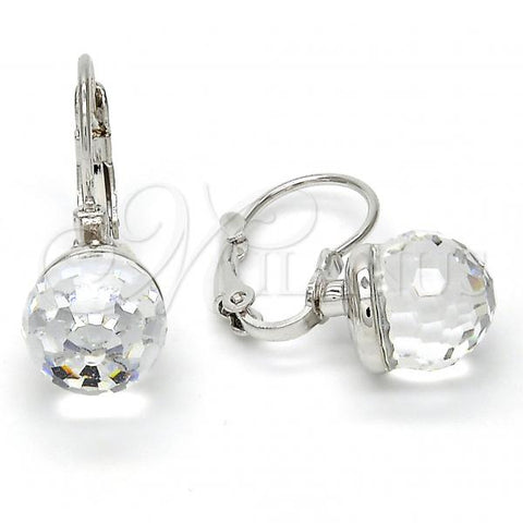 Rhodium Plated Leverback Earring, Disco Design, with Crystal Swarovski Crystals, Polished, Rhodium Finish, 02.239.0009.1