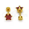 Stainless Steel Stud Earring, Star Design, with Garnet Cubic Zirconia, Polished, Golden Finish, 02.271.0006.2