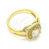 Oro Laminado Multi Stone Ring, Gold Filled Style with White Cubic Zirconia, Polished, Golden Finish, 01.210.0123.5.07