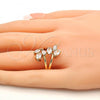 Oro Laminado Multi Stone Ring, Gold Filled Style with White Cubic Zirconia, Polished, Golden Finish, 01.210.0047.08 (Size 8)