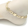 Oro Laminado Fancy Anklet, Gold Filled Style Flower Design, Polished, Golden Finish, 5.032.007.1.10