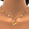 Oro Laminado Earring and Pendant Children Set, Gold Filled Style Ladybug Design, with White Crystal, Yellow Enamel Finish, Golden Finish, 06.60.0005.2