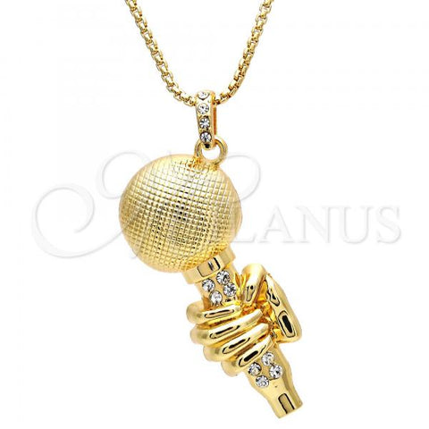 Oro Laminado Pendant Necklace, Gold Filled Style with White Crystal, Polished, Golden Finish, 04.242.0078.30
