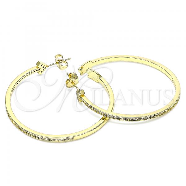 Oro Laminado Stud Earring, Gold Filled Style Arrow Design, with White Micro Pave, Polished, Golden Finish, 02.156.0536