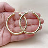Oro Laminado Large Hoop, Gold Filled Style Hollow Design, Diamond Cutting Finish, Golden Finish, 02.170.0309.50