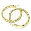 Oro Laminado Large Hoop, Gold Filled Style Hollow Design, Diamond Cutting Finish, Golden Finish, 02.213.0313.50