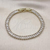 Oro Laminado Tennis Bracelet, Gold Filled Style Baguette Design, with White Cubic Zirconia, Polished, Golden Finish, 03.130.0005.5.07