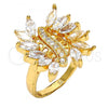 Oro Laminado Multi Stone Ring, Gold Filled Style with White Cubic Zirconia, Polished, Golden Finish, 01.210.0044.08 (Size 8)