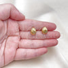 Oro Laminado Stud Earring, Gold Filled Style Teardrop Design, Diamond Cutting Finish, Golden Finish, 02.342.0348