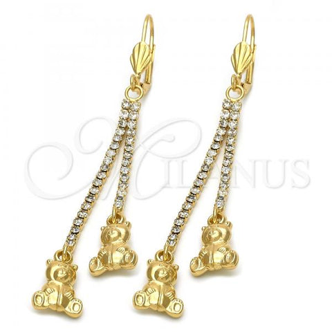 Oro Laminado Long Earring, Gold Filled Style Teddy Bear Design, with  Cubic Zirconia, Golden Finish, 5.101.006