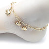 Oro Laminado Charm Anklet , Gold Filled Style Elephant and Paperclip Design, Polished, Golden Finish, 03.63.2280.10