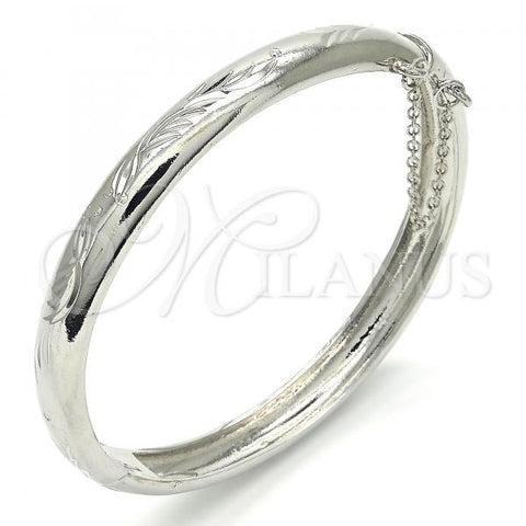 Rhodium Plated Individual Bangle, Diamond Cutting Finish, Rhodium Finish, 07.168.0015.05 (08 MM Thickness, Size 5 - 2.50 Diameter)
