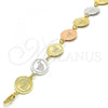 Oro Laminado Fancy Bracelet, Gold Filled Style Dolphin Design, Polished, Tricolor, 03.63.2043.07